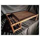 Vintage Bamboo Rattan Woven-Top Table