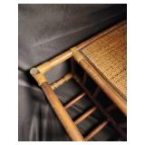 Vintage Bamboo Rattan Woven-Top Table