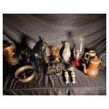 Mixed Vintage Decorative Lot of 15 Horse Figurine, Oil Lamps, Mugs & Glassware