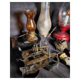 Mixed Vintage Decorative Lot of 15 Horse Figurine, Oil Lamps, Mugs & Glassware