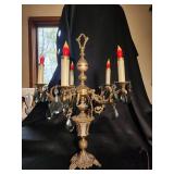 Ornate Brass & Porcelain 5-Light Candelabra Chandelier