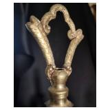 Ornate Brass & Porcelain 5-Light Candelabra Chandelier