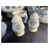 Mixed Blue Floral Stoneware Serveware (Lot of 8)