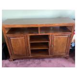 Wood Media Cabinet with Open Shelves & Double Doors