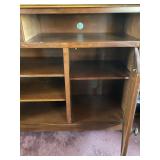 Wood Media Cabinet with Open Shelves & Double Doors
