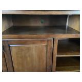 Wood Media Cabinet with Open Shelves & Double Doors
