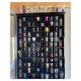 Assorted Shot Glass Collection With Display Cabinet