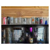 Assorted Shot Glass Collection With Display Cabinet