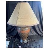 Decorative Woven-Style Table Lamp with Fabric Shade