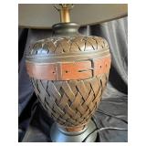 Decorative Woven-Style Table Lamp with Fabric Shade