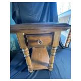 Wood Side Table with Drawer & Shelf