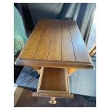 Wood Side Table with Drawer & Shelf