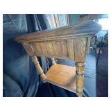 Wood Side Table with Drawer & Shelf