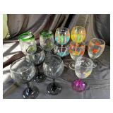 Mixed Glassware Lot of 9 Stemmed Goblets & Wine Glasses