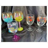 Mixed Glassware Lot of 9 Stemmed Goblets & Wine Glasses