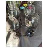 Mixed Glassware Lot of 9 Stemmed Goblets & Wine Glasses