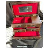Wooden Jewelry Box with Mirror & 6 Drawers