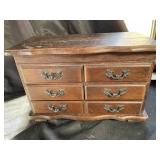 Wooden Jewelry Box with Mirror & 6 Drawers