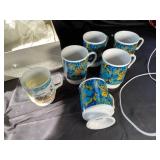 Mixed Ceramic Pedestal Mug Set (Lot of 5)