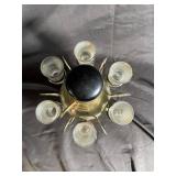 Brass-Tone Decanter With 6 Glass Cordials