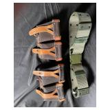 Military Surplus Leather Pouches & Web Belt (Lot of 3)