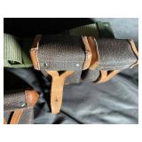 Military Surplus Leather Pouches & Web Belt (Lot of 3)