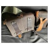 Military Surplus Leather Pouches & Web Belt (Lot of 3)