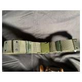Military Surplus Leather Pouches & Web Belt (Lot of 3)
