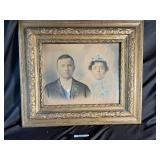 Framed Portrait Of Man And Woman In Ornate Gilt Frame