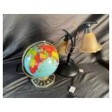 Decorative Globe & 3-Light Desk Lamp Set