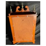 Vintage Wooden Mantel Clock with Painted Glass Panel