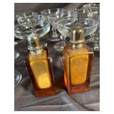 Mixed Lot of Crystal Stemware & Amber Perfume Bottles (Lot of 12)