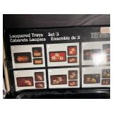 Lacquered Trays Set of 3 with Crystal Stemware