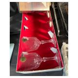 Lacquered Trays Set of 3 with Crystal Stemware