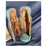 Hand-Carved Wooden Clam Basket with Figurine & Original Box