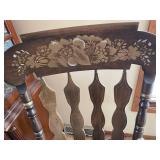 Wood Spindle Back Chair with Floral Crest