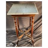 Wood Pedestal Plant Stand with Square Stone Top