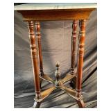 Wood Pedestal Plant Stand with Square Stone Top