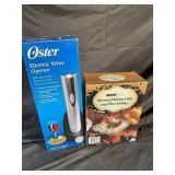 Oster Electric Wine Opener & Cobble Creek Serving/Baking Dish With Wire Holder (Lot of 2)