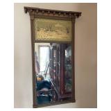 Ornate Wall Mirror with Decorative Scenic Panel