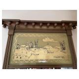 Ornate Wall Mirror with Decorative Scenic Panel