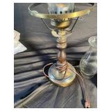 Vintage Oil Lamp, Vntage electric lamp and chimney (Lot of 3)