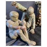 Garden Figurines Mixed Lot of 4 Snowman and Stone Pieces