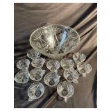 Crystal Punch Bowl With 10 Cups