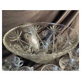 Crystal Punch Bowl With 10 Cups