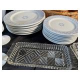 Assorted Dinnerware & Serveware in Storage Tote (Approx. 30 Pieces)