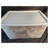 Assorted Dinnerware & Serveware in Storage Tote (Approx. 30 Pieces)