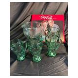 Coca-Cola Glass Pitcher & 4 Mugs Set (Lot of 5)