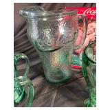 Coca-Cola Glass Pitcher & 4 Mugs Set (Lot of 5)