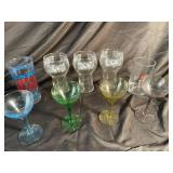 Pepsi-Cola Glasses & Color Stemware (Lot of 9)